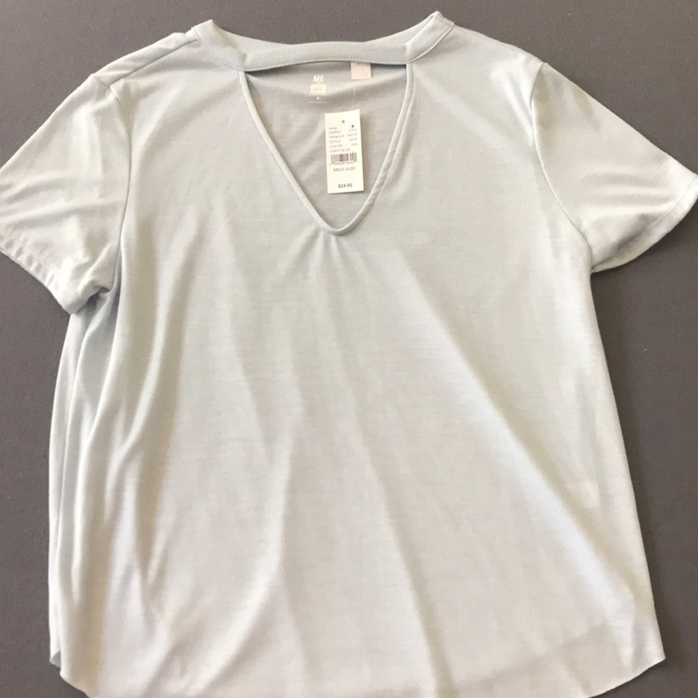 pacsun baby blue tee with cutout v neck
